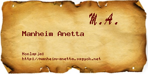 Manheim Anetta névjegykártya